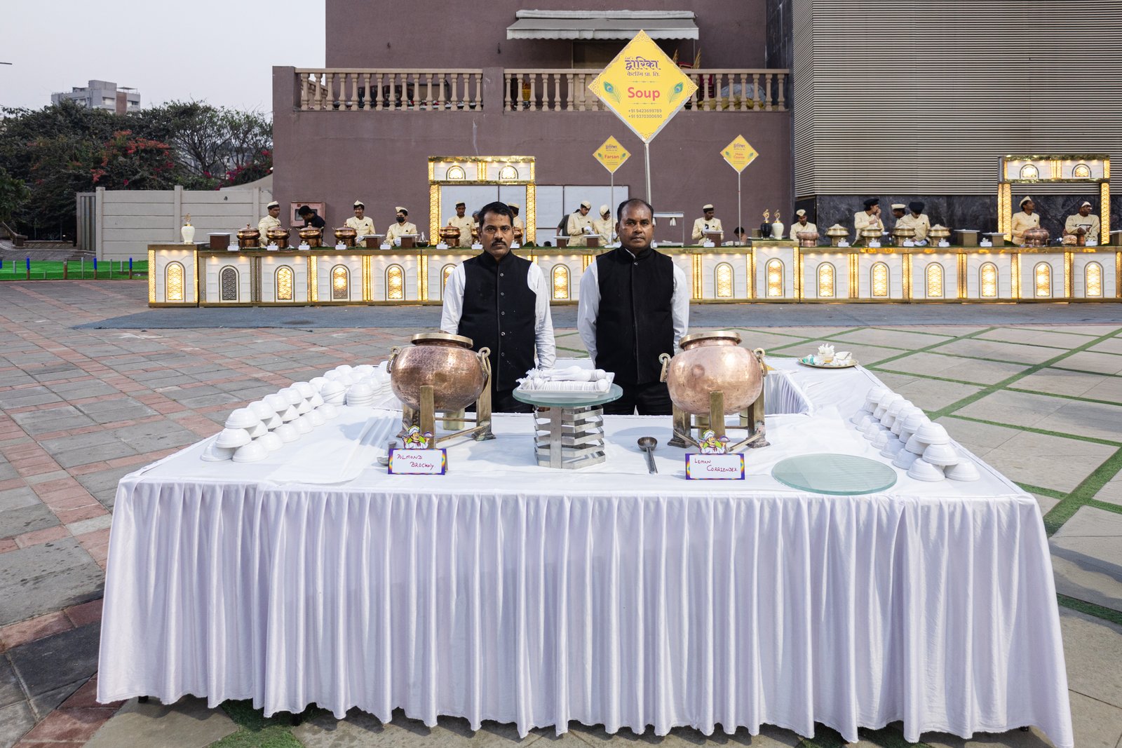 VIP dining table setup with elegant flower centerpiece